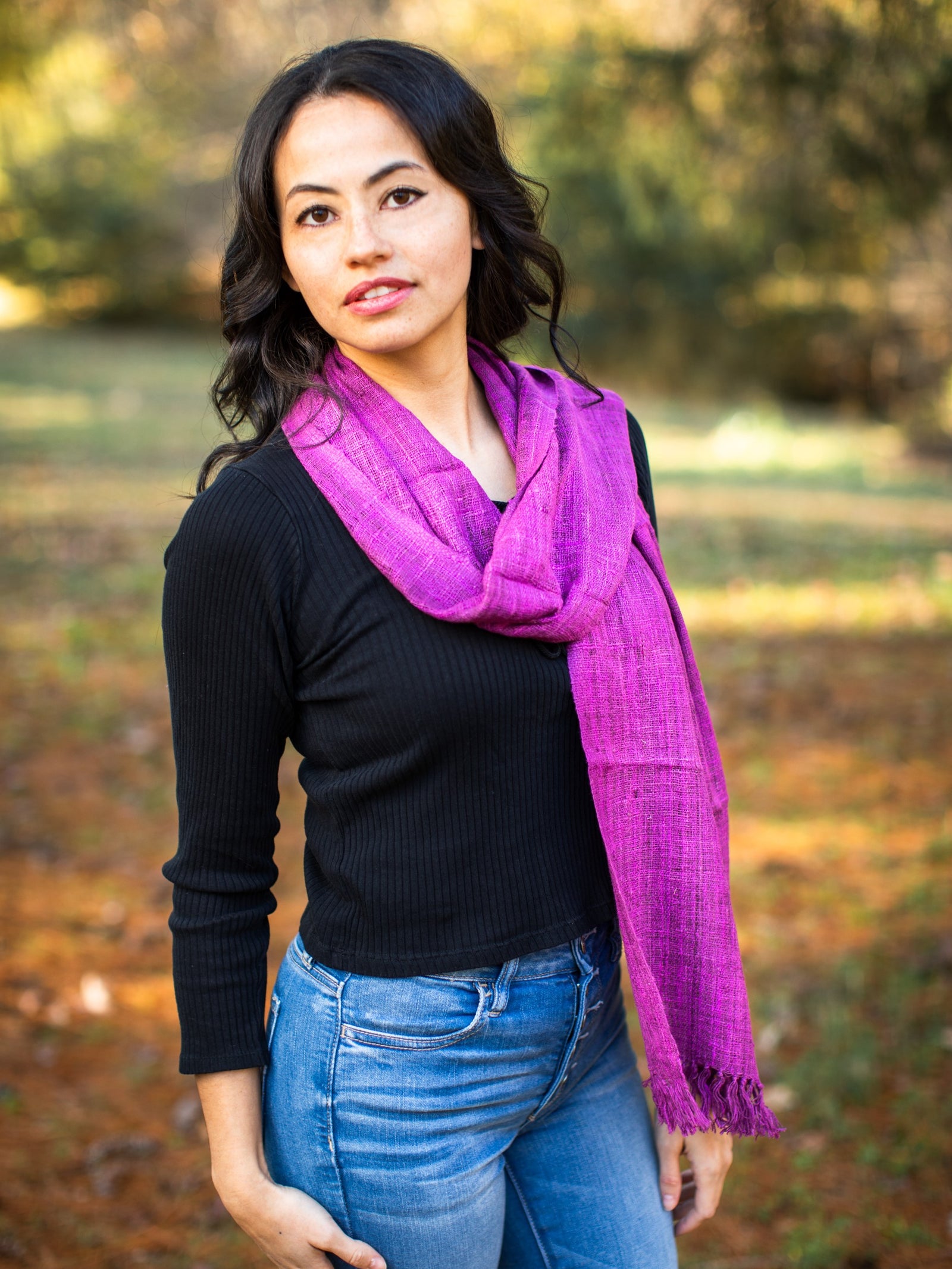 Handmade Fair Trade Perfect Fuchsia Silk Scarf Women or Men