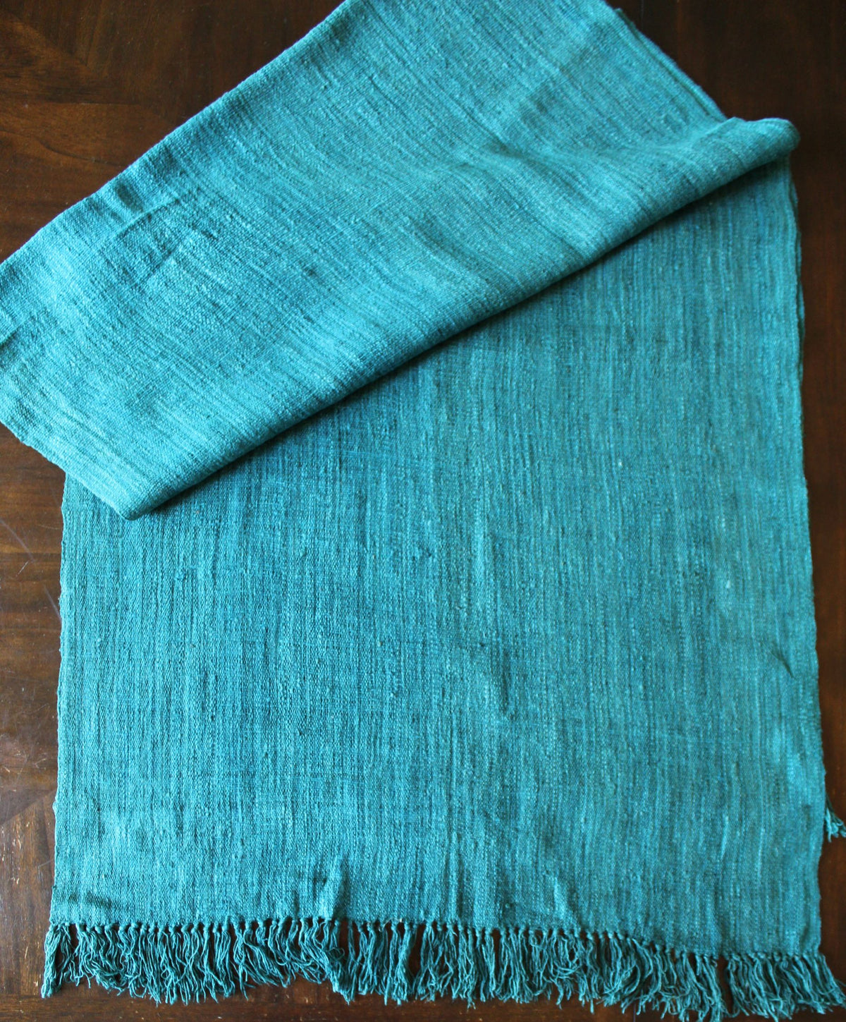 Turquoise Blue Raw Silk Handmade Fair Trade Shawl 